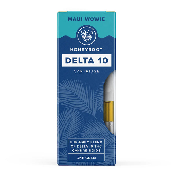 Honeyroot Delta 10 THC Cartridge 510 threaded Maui Wowie Sativa available in Omaha, Nebraska or online at Delta8emporium.co