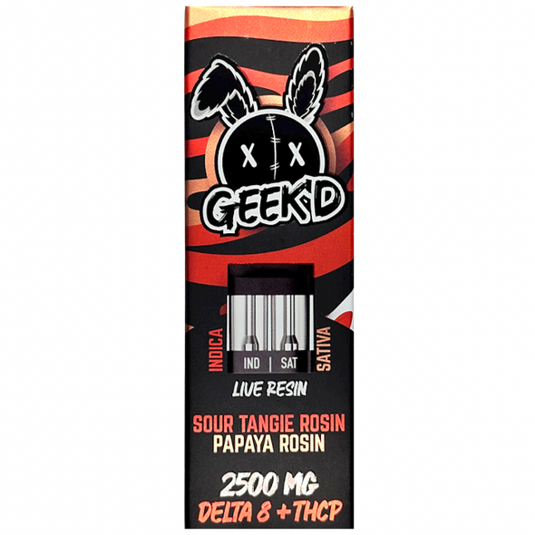 GEEK'D Live Resin THCP Vape Disposable Sour Tangie Rosin & Papaya Rosin