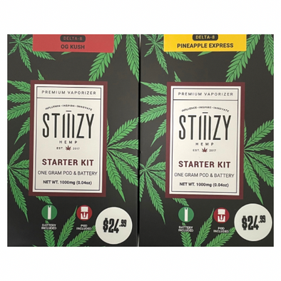 Stiiizy Delta 8 Starter Kit OG Kush and Pineapple Express. Contains 1g pod and battery